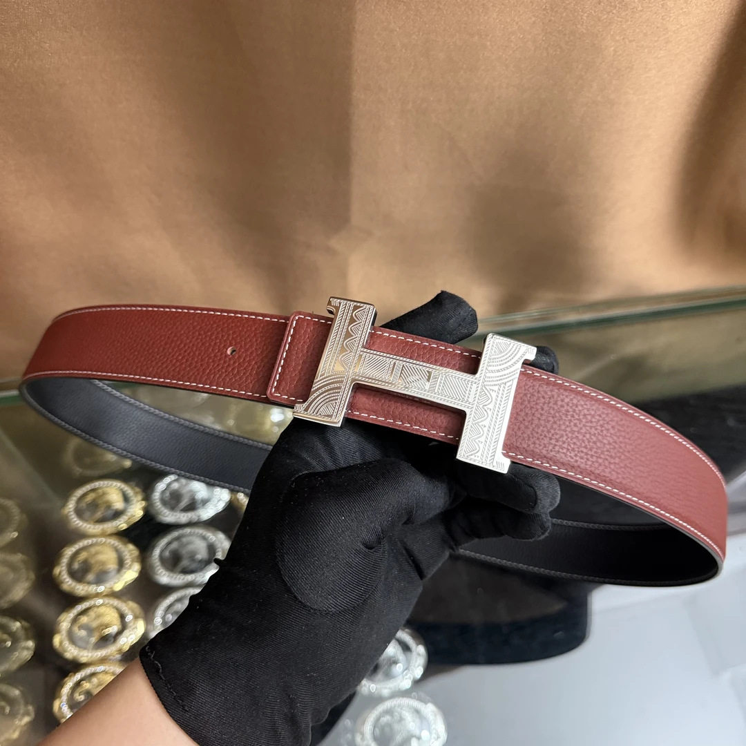 新款皮带男士头层牛皮腰带青中年H扣工字扣百搭高档送礼商务韩潮