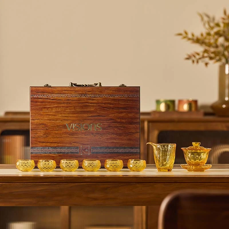 【康宁好礼】水晶茶具手工复古套组茶道礼盒装+咖啡壶套组高档