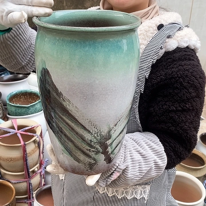 紫砂花盆瑕疵口20高31瑕疵