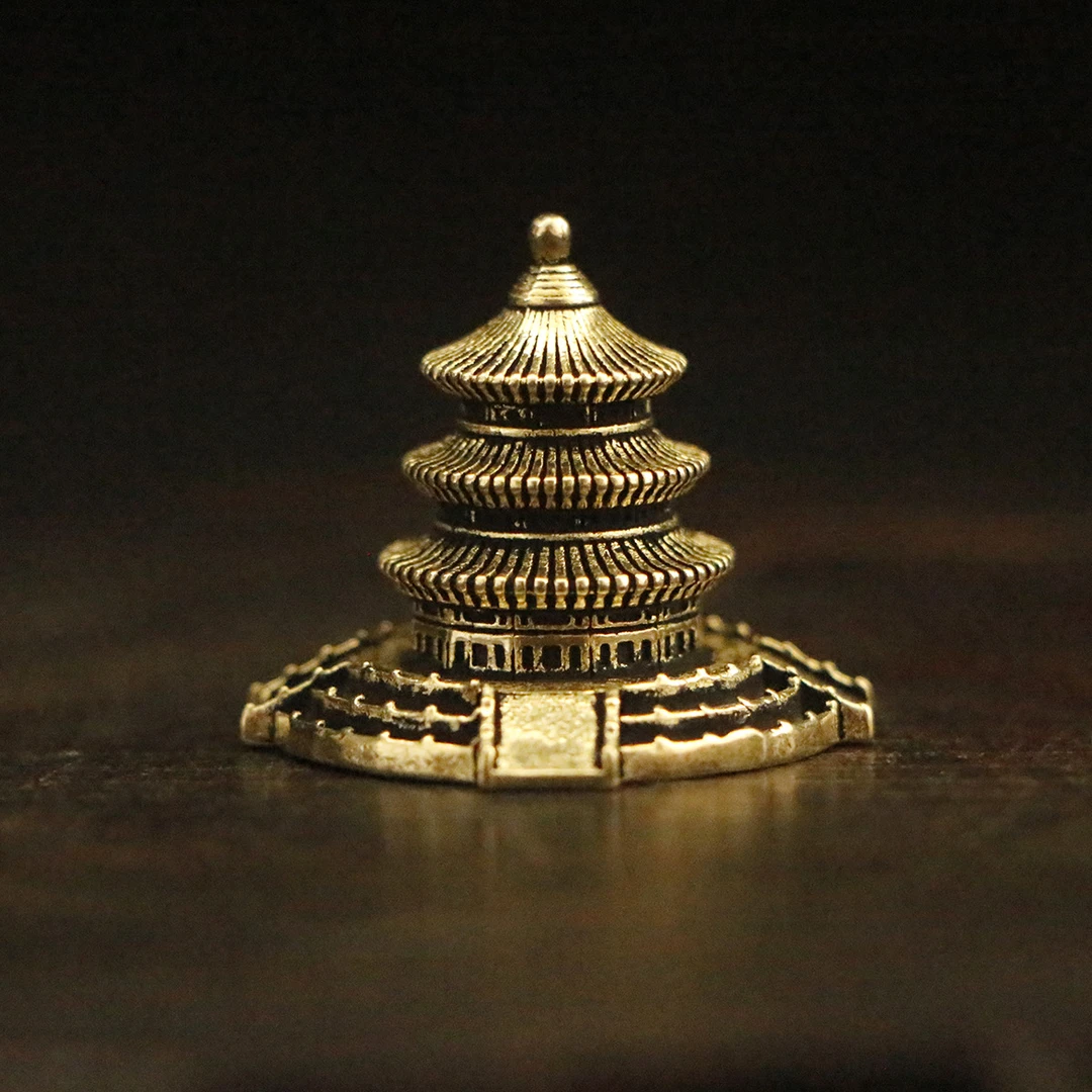 热销新款纯黄铜铜器天坛家居客厅迷你小摆件办公桌面创意迷你摆件