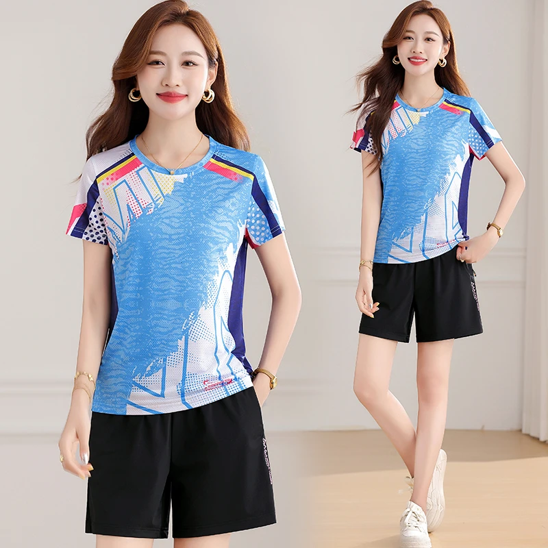 时尚休闲运动套装女2025夏季新款中年妈妈装显瘦减龄百搭冰丝套装