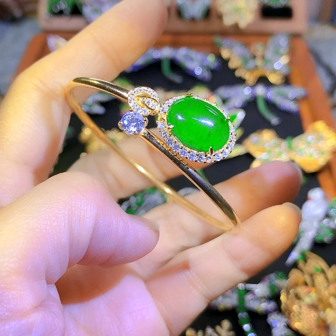 吊坠(不含链)银S925镶嵌翡翠