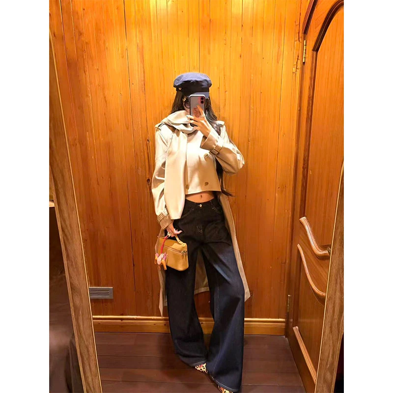 早秋季新款修身显瘦网红穿搭设计感宽松外套上衣休闲百搭直筒长裤