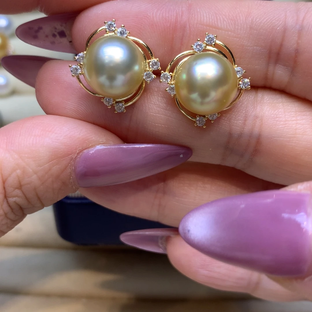 银S925镶嵌耳饰海水珍珠