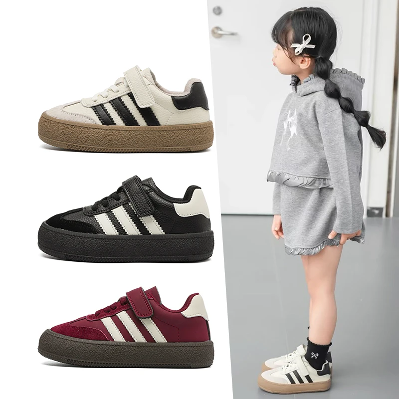 真皮儿童板鞋2025新款春秋季透气防滑女童德训鞋宝宝男童运动鞋子