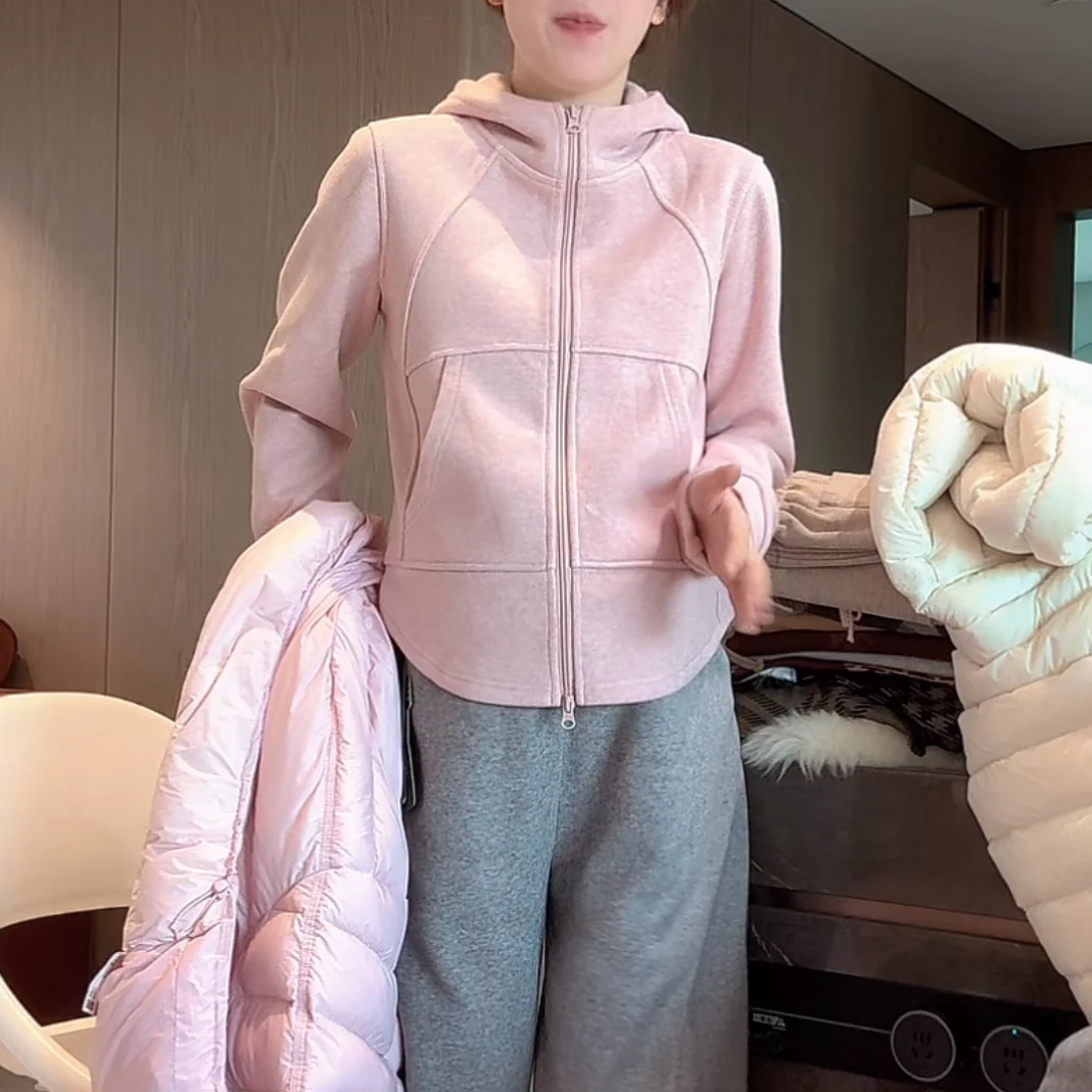 【软糯奶糕】加绒加厚保暖舒适连帽显瘦卫衣外套女秋冬纯色长袖上衣