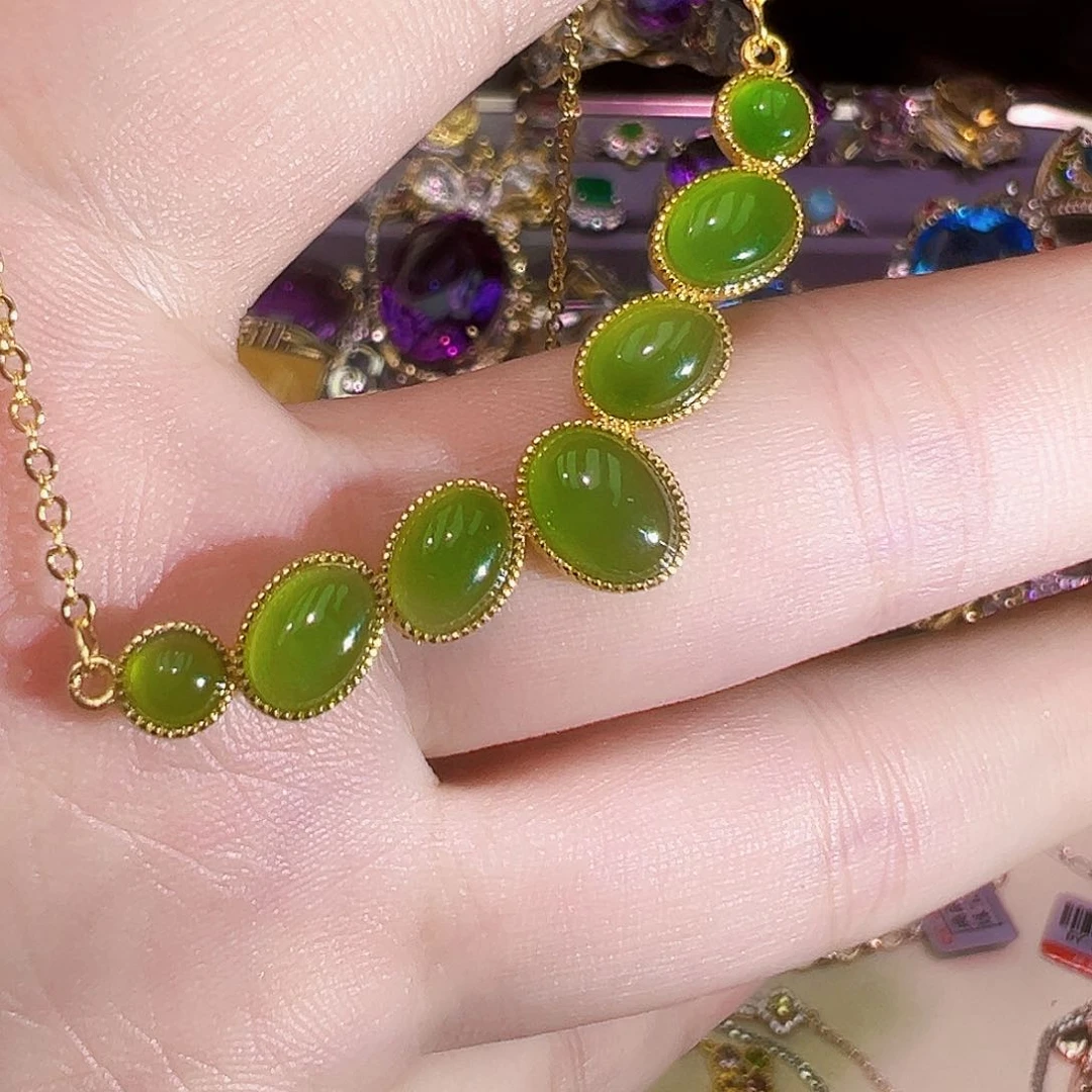 和田玉（碧玉）银S925镶嵌颈饰