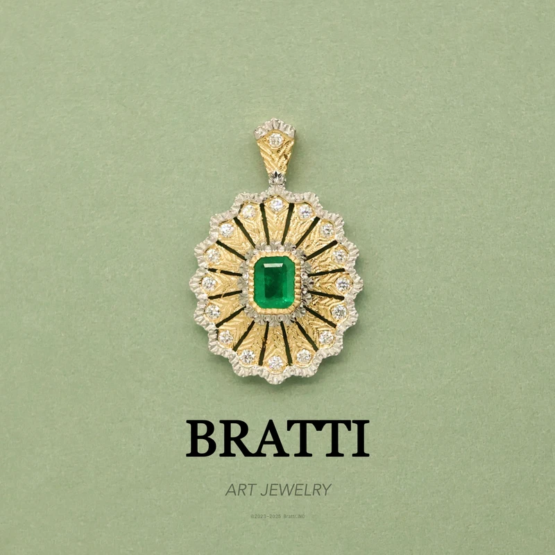 Bratti珠宝“翡冷翠”18K金祖母绿钻石吊坠-KD250402