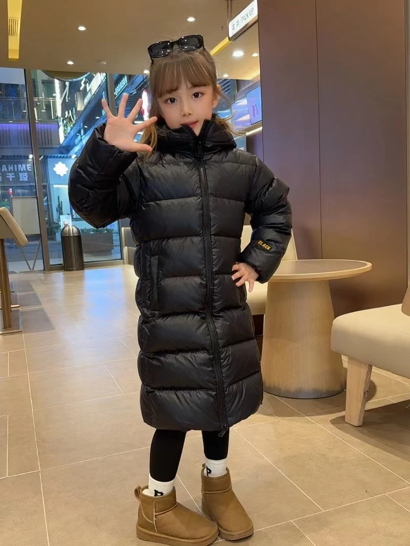bala儿童羽绒服长款加厚过膝中大童小童白鸭绒保暖面包亲子装外套