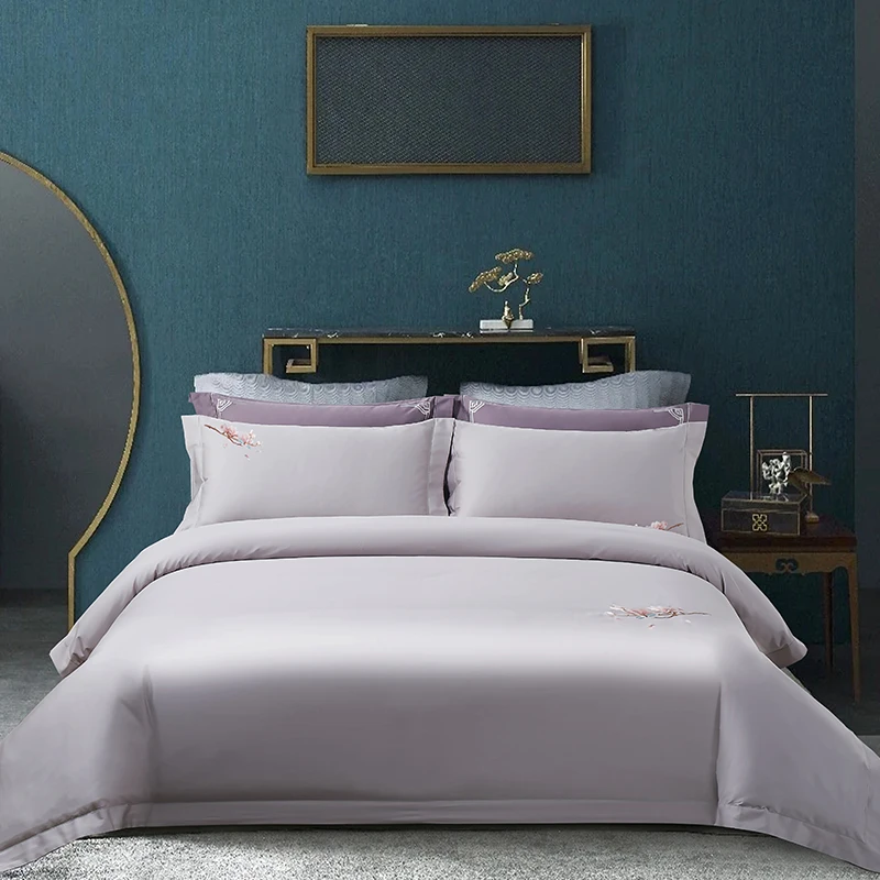【纯色刺绣】民光轻奢绣花四件套 高档简约 60S双股 欧式绵软素色
