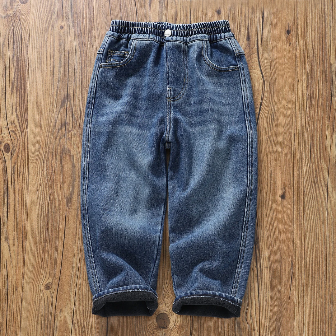加绒】高品质秋冬新款儿童牛仔裤弹力柔软男童宝宝保暖裤子童装