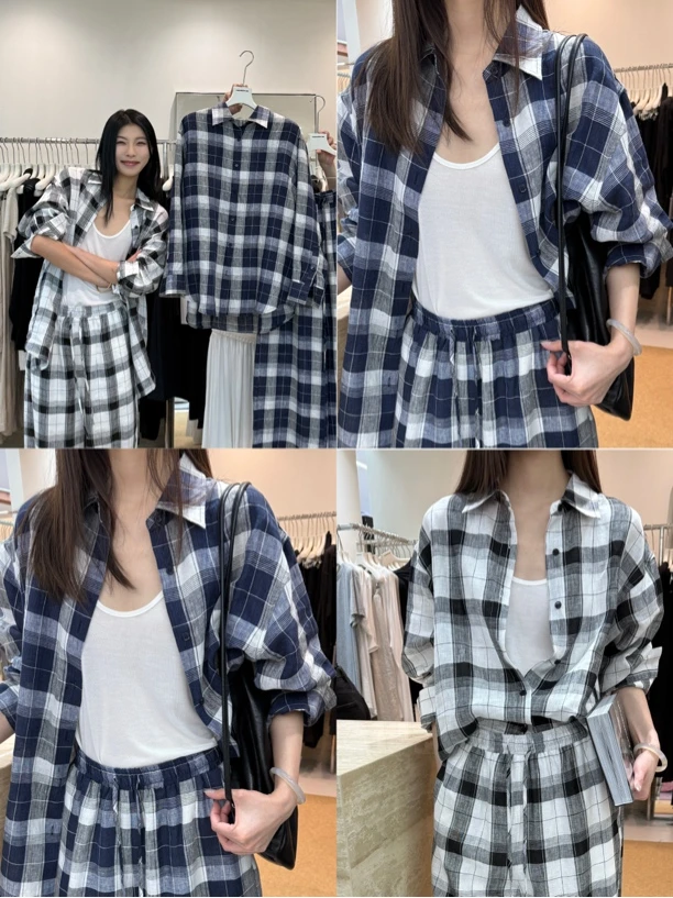 福秒-格子衬衫！大版的麻料格子衬衫（TM11177#）TM