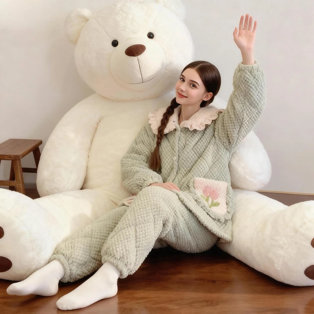 孕妇睡衣套装加厚保暖冬季三层夹棉加厚月子服孕期产后女款家居服