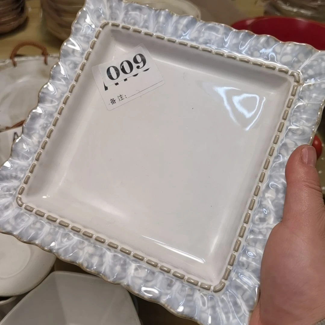 瓷片微瑕烟兰方盘三个一组