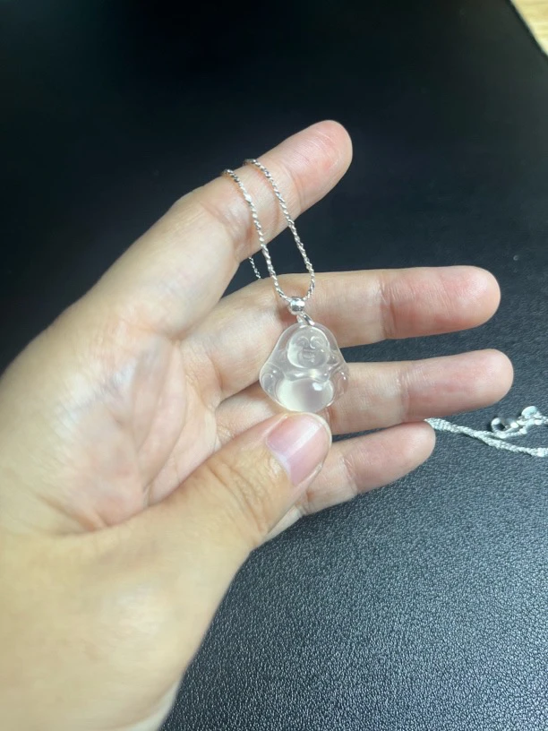 冰透玛瑙白冰佛公吊坠