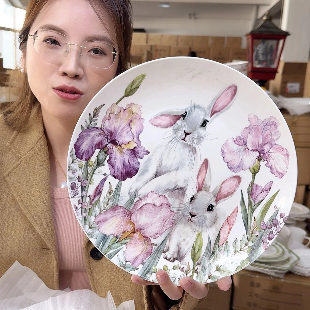 骨瓷骨瓷十英寸25cm大盘一只外贸骨瓷