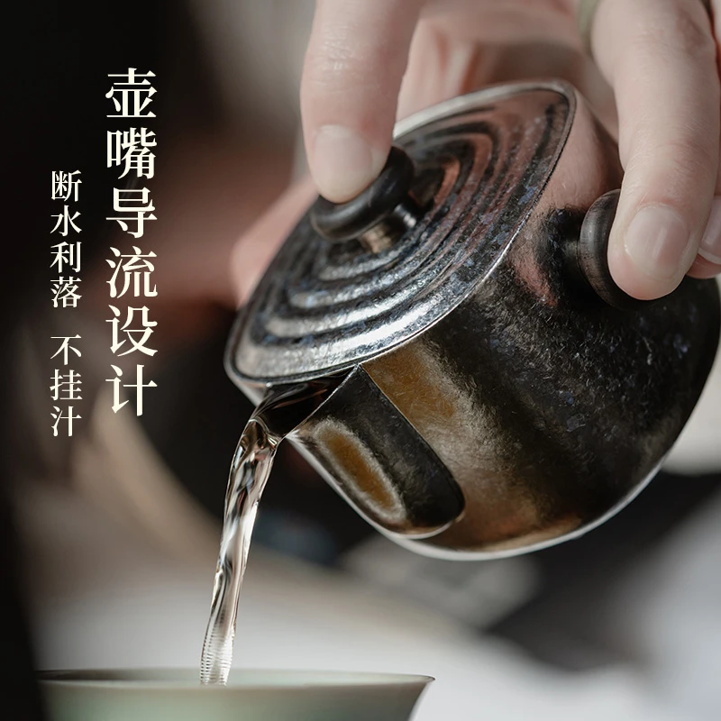 博友制钛纯钛茶壶回纹钛宝瓶家用高档泡茶壶纯钛茶杯复古茶具礼品