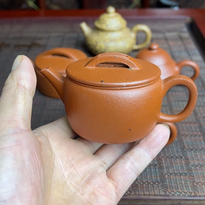 紫砂茶壶黄龙山朱泥、生砂手磨料