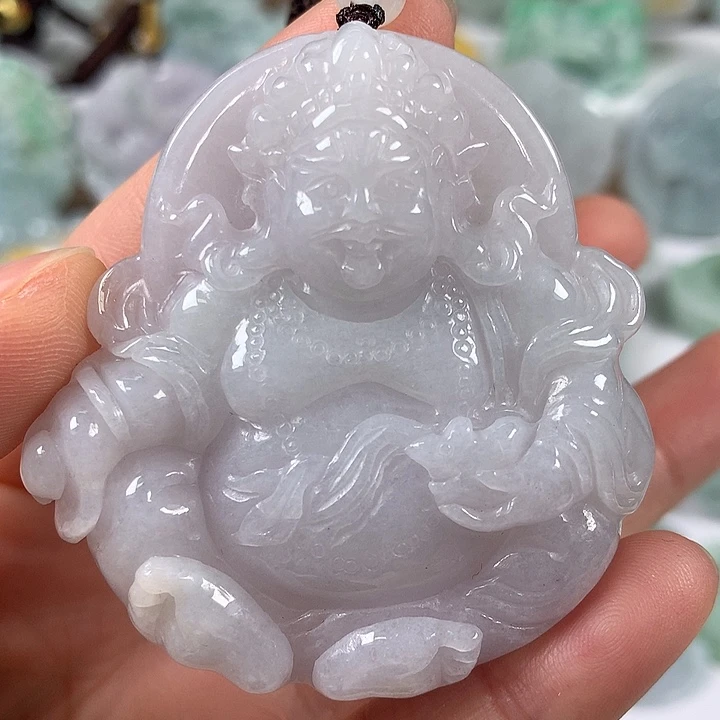 翡翠未镶嵌颈饰立体黄财神爷两面工艺福利卡厚11+