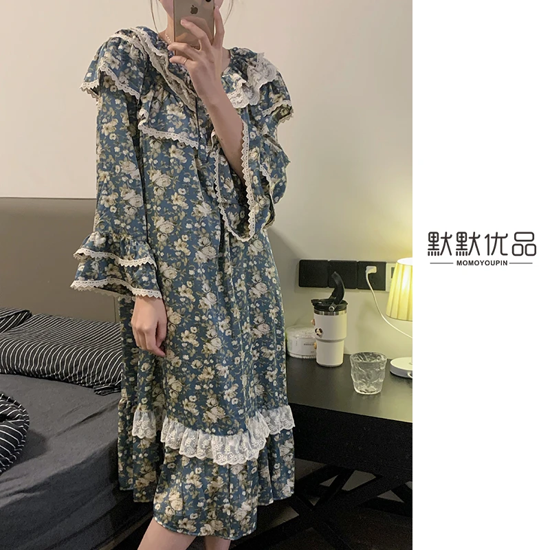 丝滑/甜美/韩国ins风/睡衣女/舒适柔软/长款薄款家居睡裙