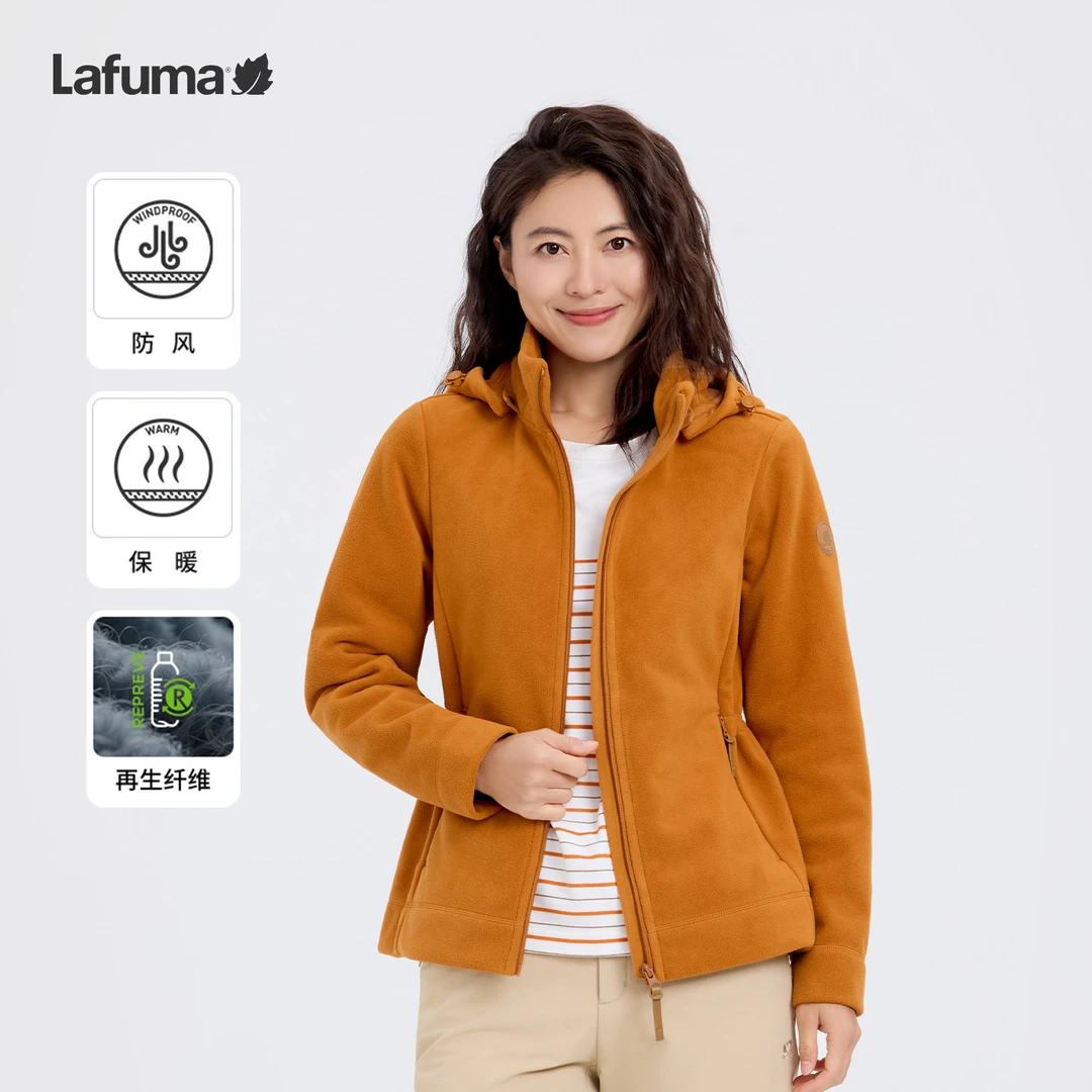 LAFUMA乐飞叶25秋冬可拆卸帽女士保暖防风摇粒绒抓绒衣LFJA5CR65