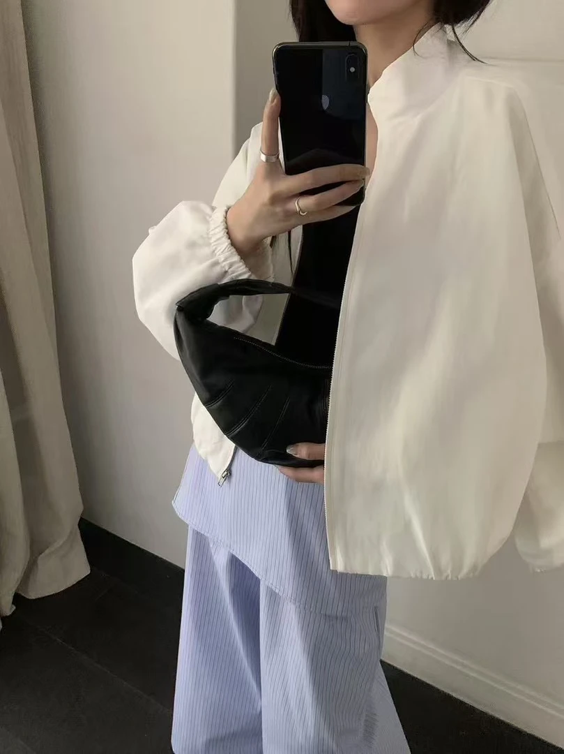 【且白】早春夹克外套纯白高级