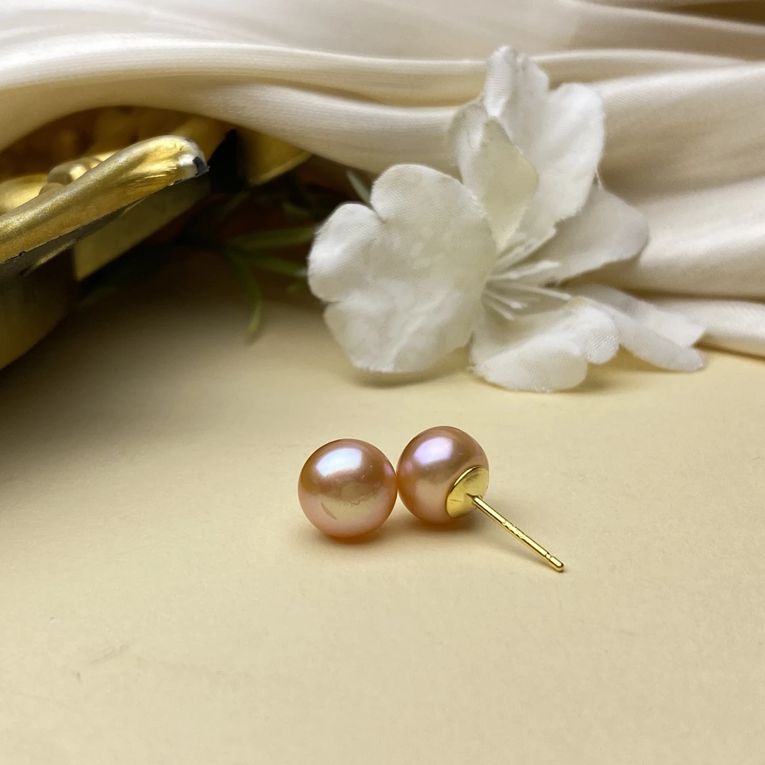 【小北好物】s925银淡水珍珠耳钉-17QH27X434【多样性发一件】约8mm