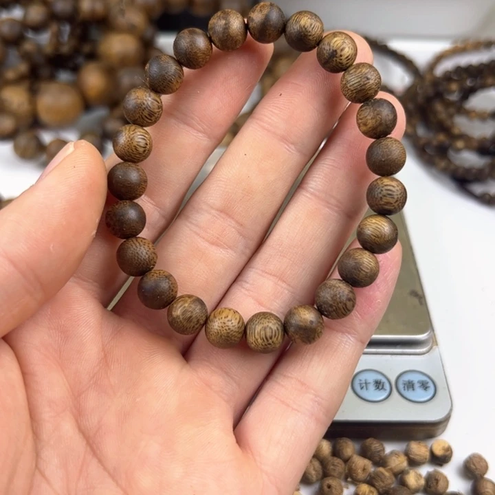 沉香手串煜圆珠单圈8mm