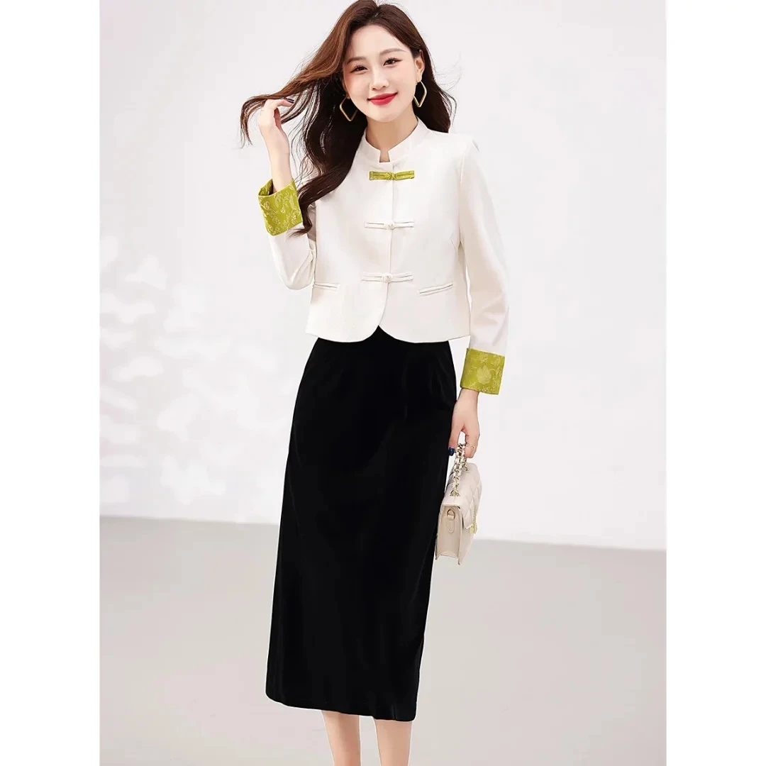 D339新款2025国风新中式春季长袖外套中国风盘扣上衣轻奢女网红款