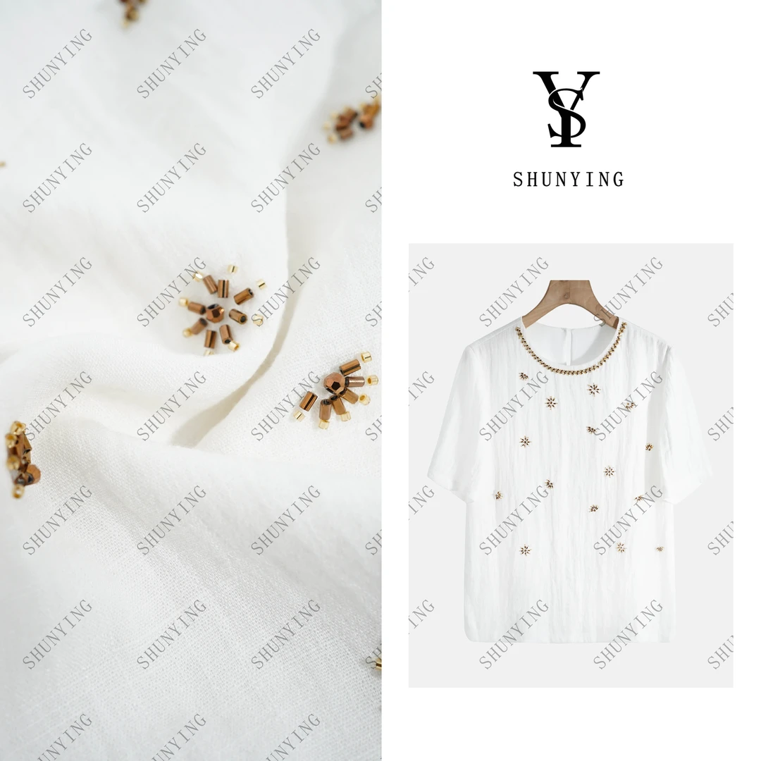 【仟娜】减龄精致~时尚重工钉珠宽松设计感小众洋气小衫SY72C1819