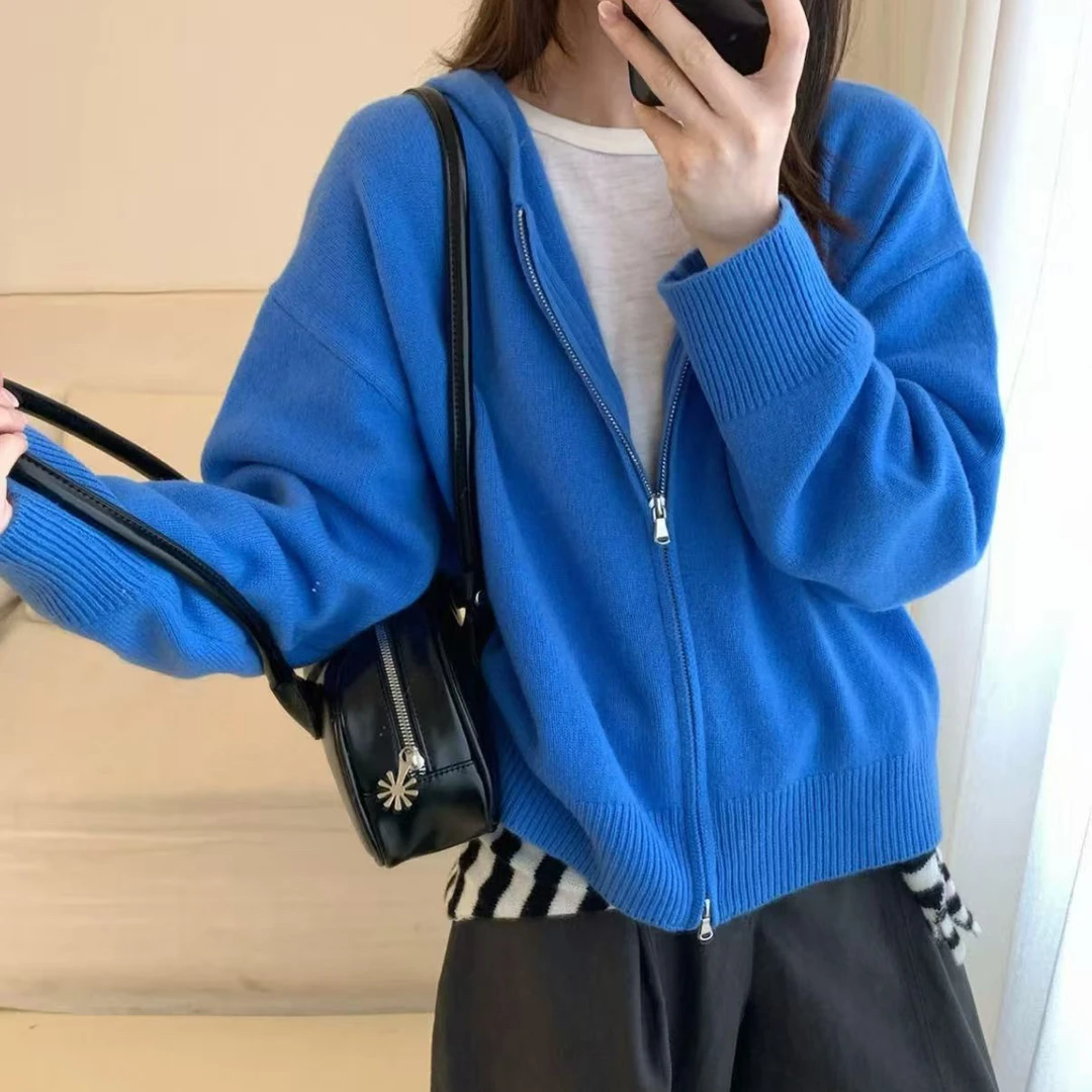 2025秋冬新款加厚针织纯色羊绒羊毛开衫5883