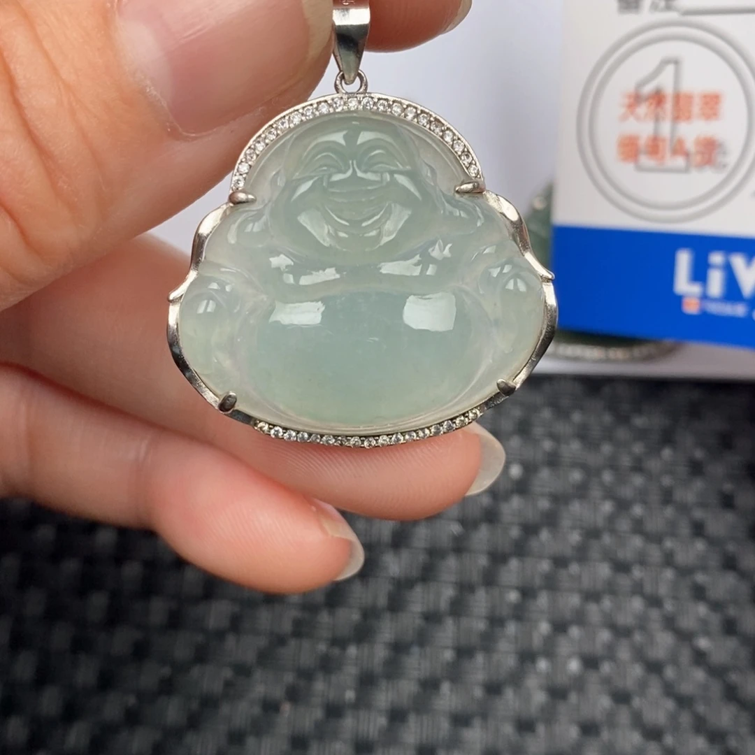 翡翠颈饰银S925镶嵌吊坠