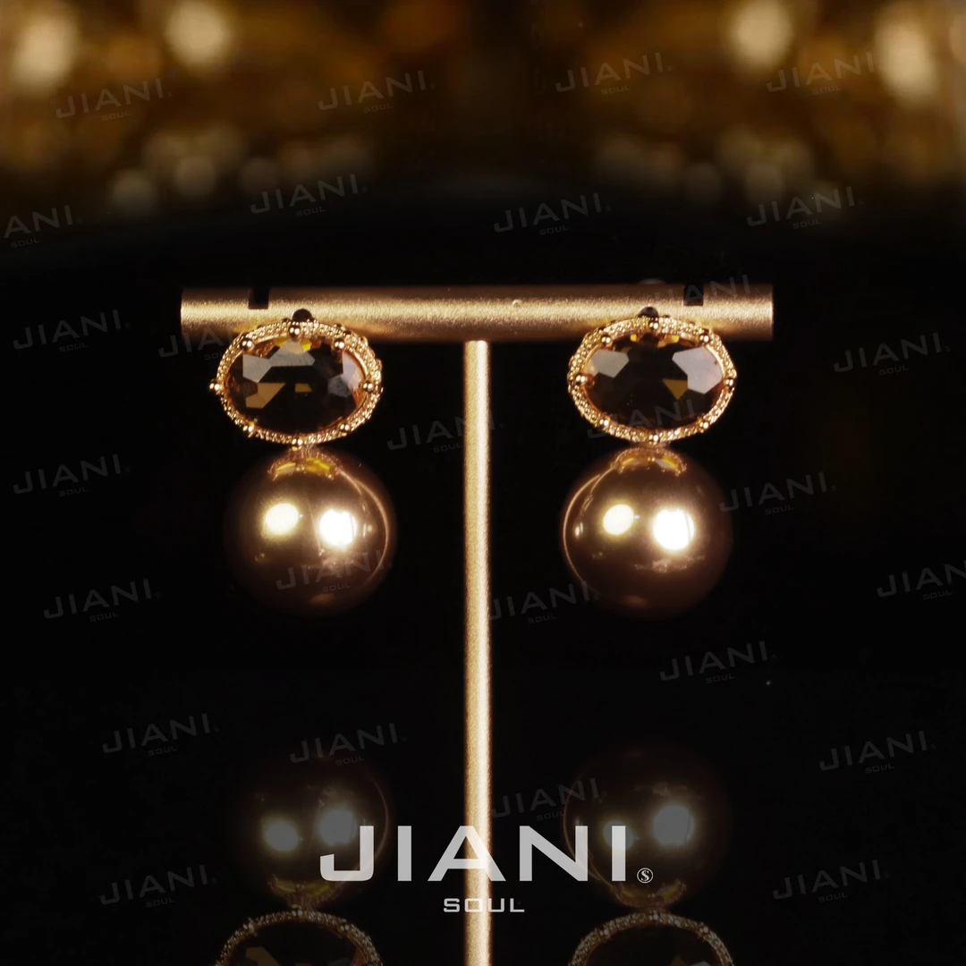 合金耳饰 JIANI【高定贵气|“香槟金高珠”梦幻氛围感秋冬典藏】耳饰