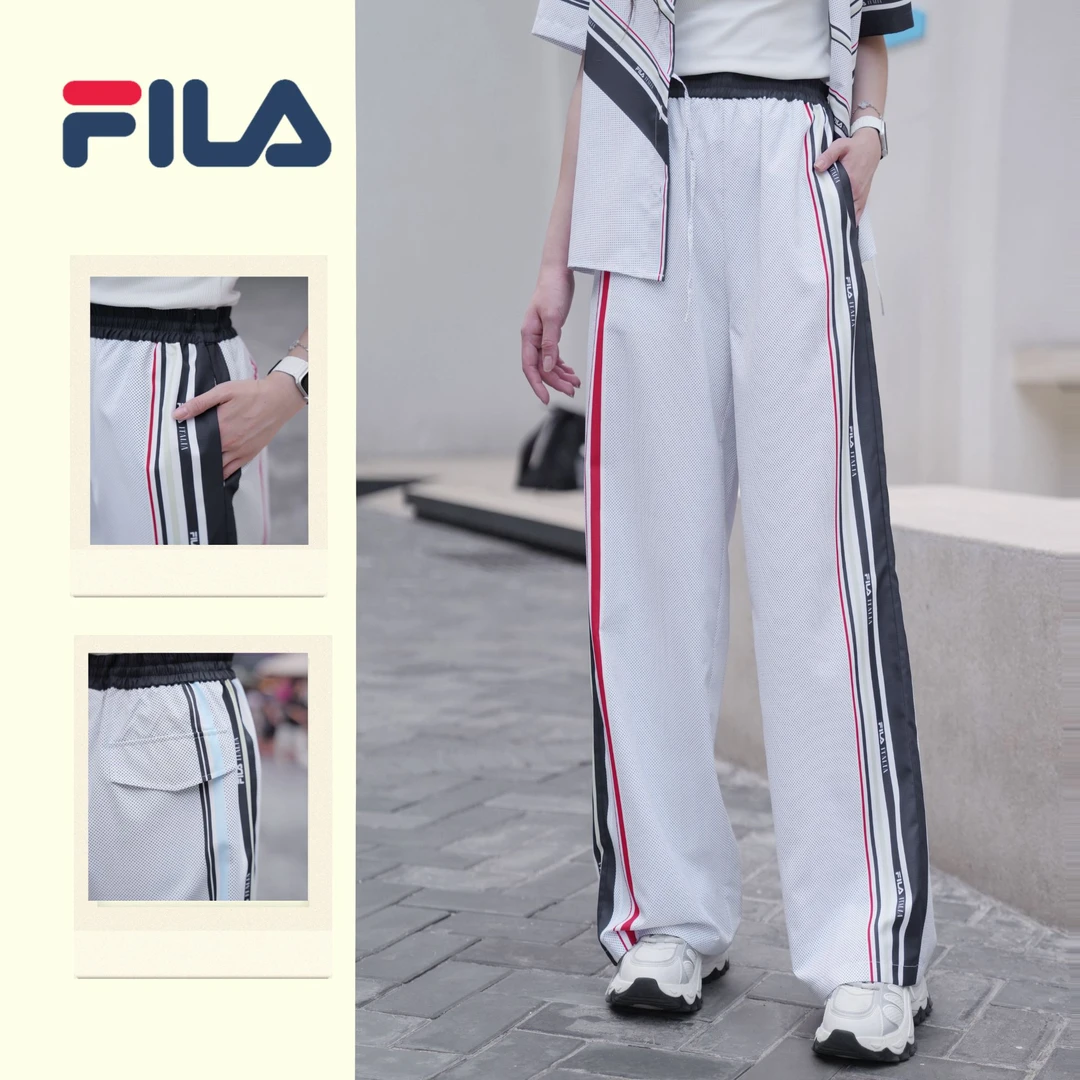 FILA/斐乐女装夏季新款运动时尚休闲宽松遮肉直筒长裤F11W534807F