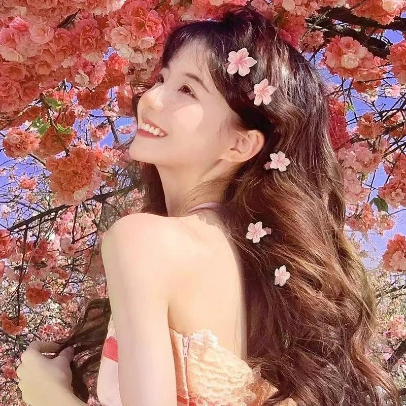 夏日少女甜美粉嫩可爱樱花发夹简约百搭侧边碎发夹ins前额刘海夹