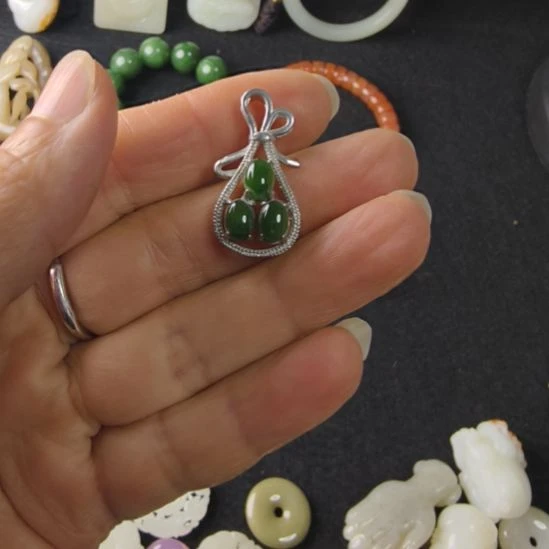 和田玉（碧玉）银S925镶嵌颈饰