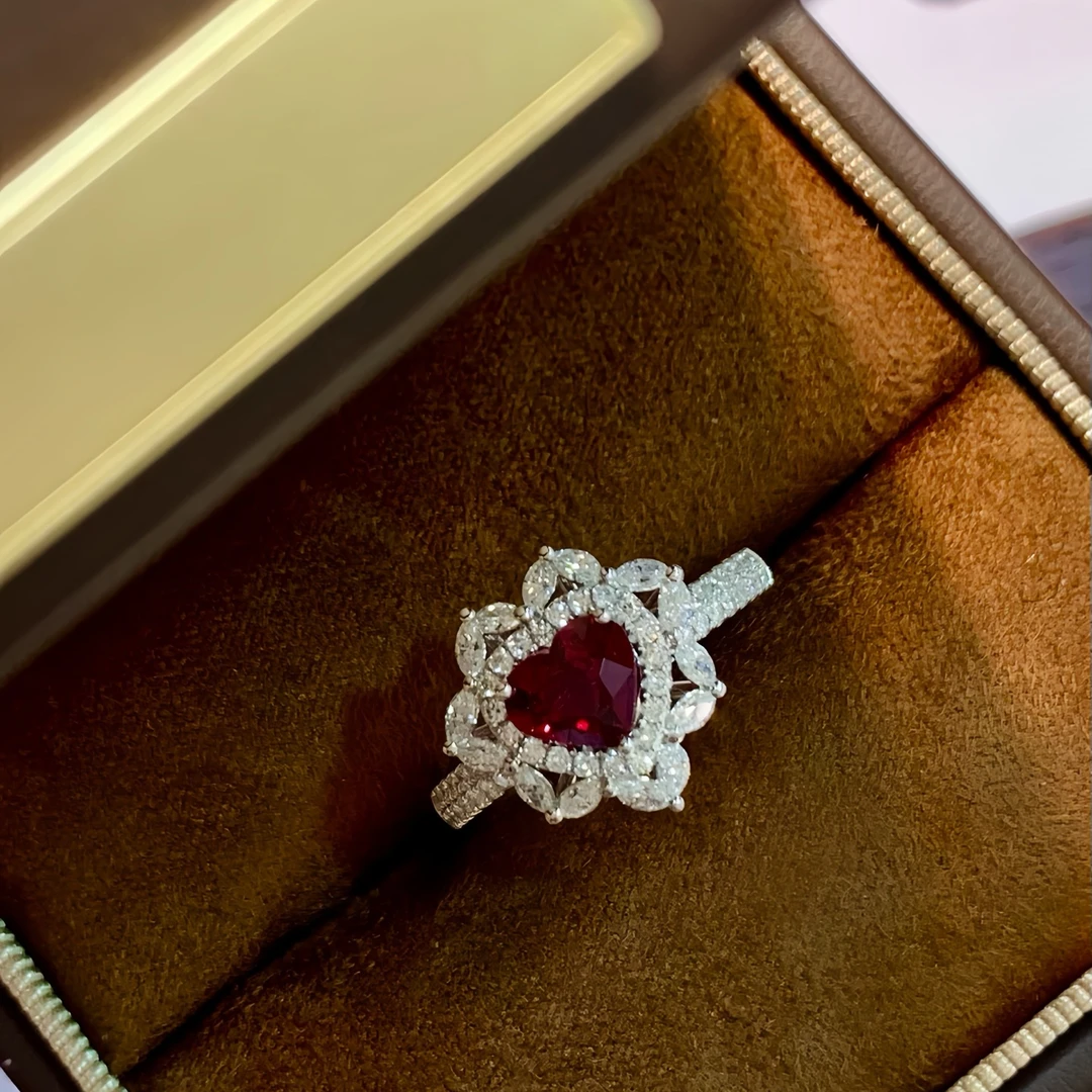 红宝石戒指/1.07ct天然无烧鸽血红红宝石18K金钻石附AIGS证#GE