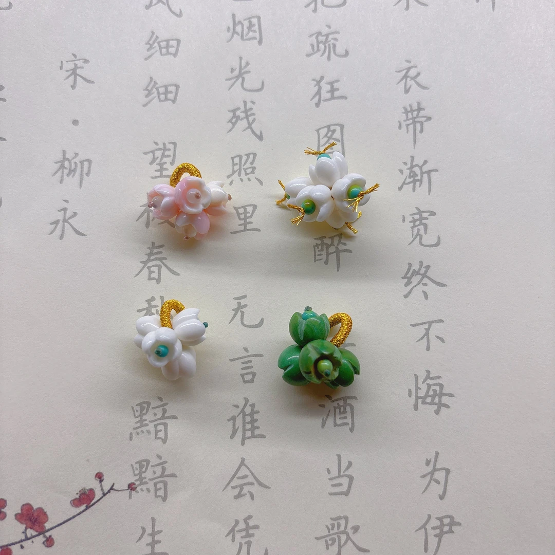 简单百搭铃兰花簇小滴溜手工编绳手链项链小花卡子文玩配件配饰