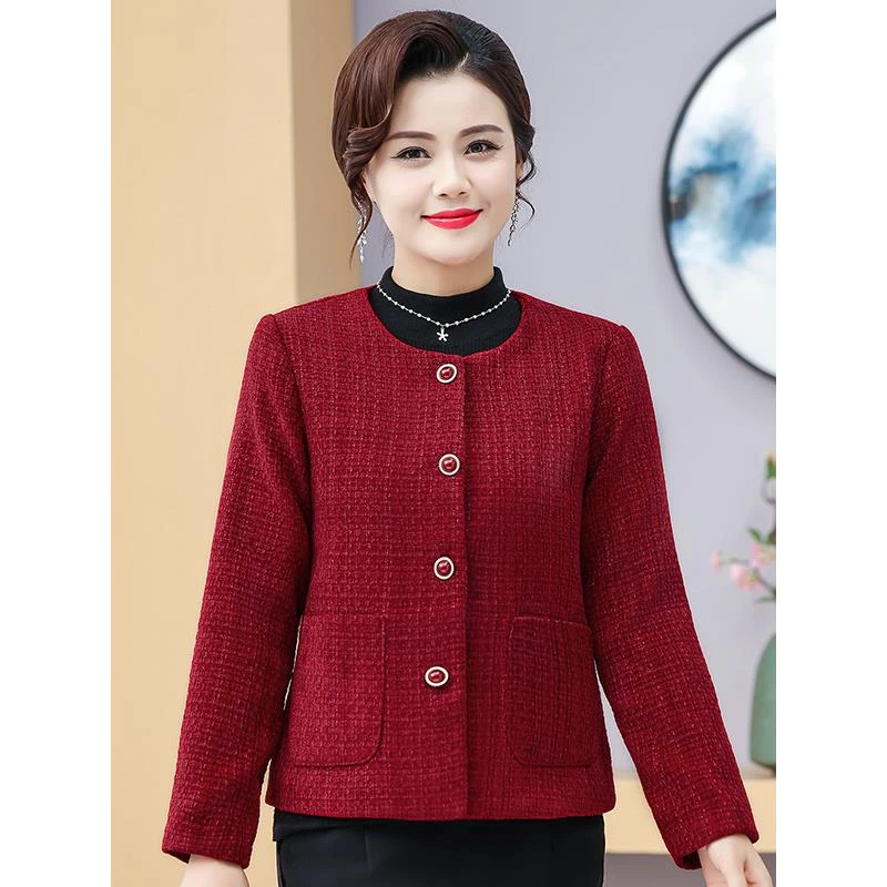 妈妈秋装新款时尚小香风外套中老年女装春秋气质减龄宽松短款上衣