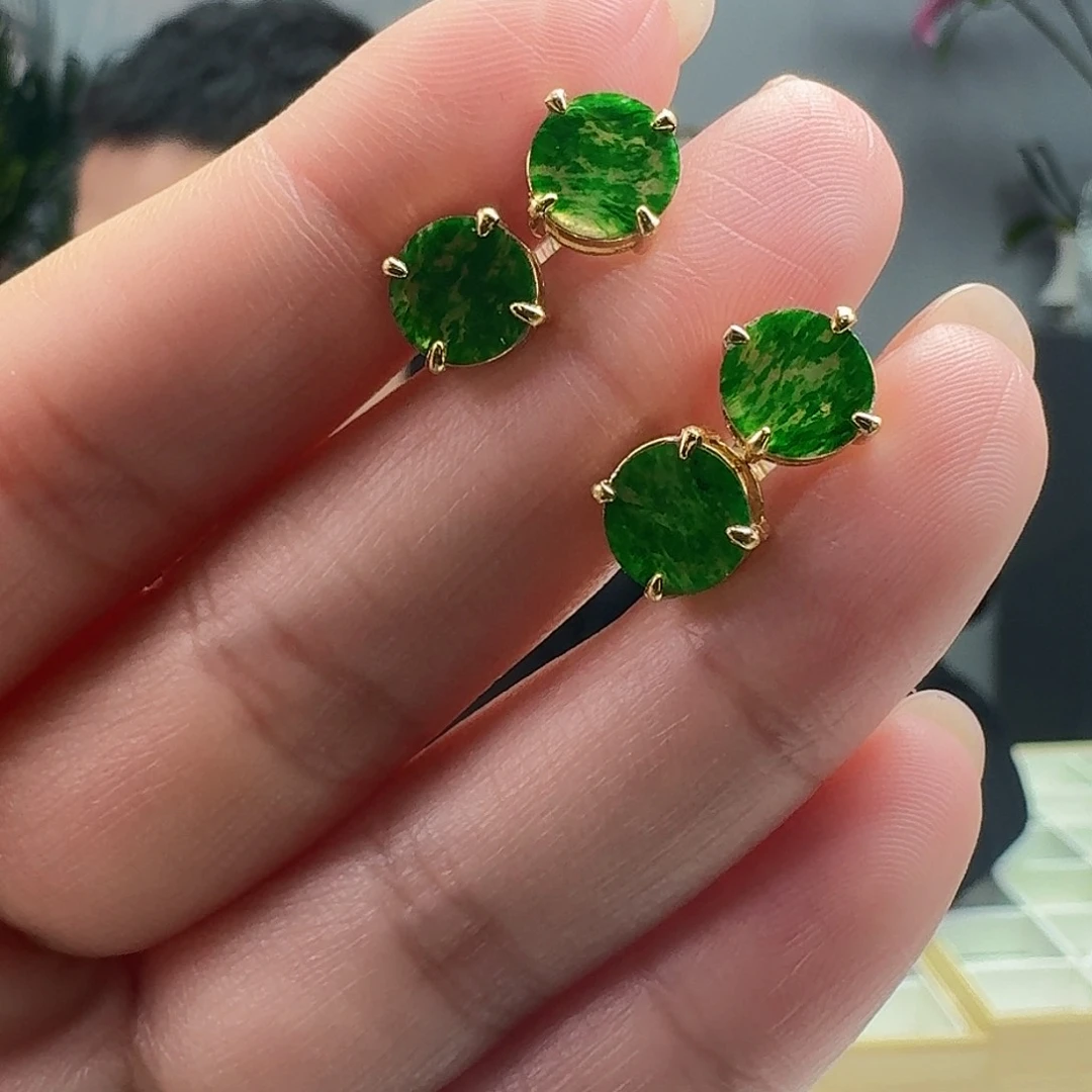 翡翠耳饰银S925镶嵌多样性发货其一