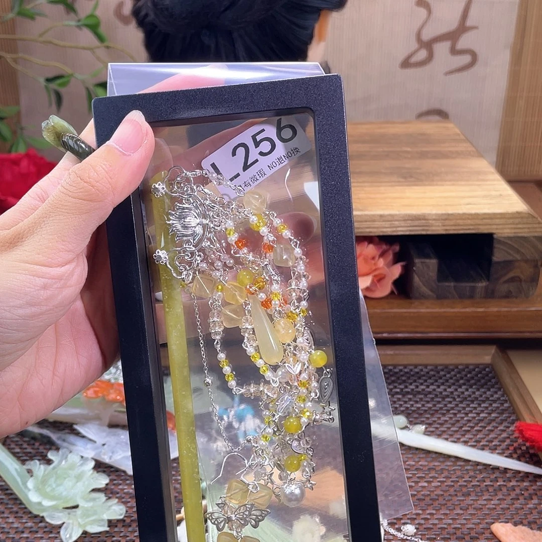 梦***兰合金蛇纹石玉发饰
