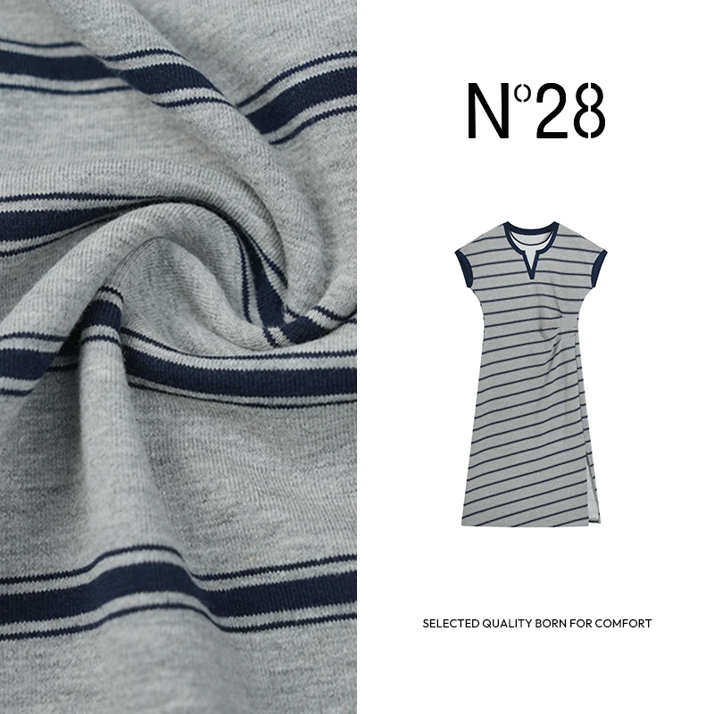 【娜娜】N28 夏季假两件百搭显瘦舒适透气条纹长款连衣裙895251L528