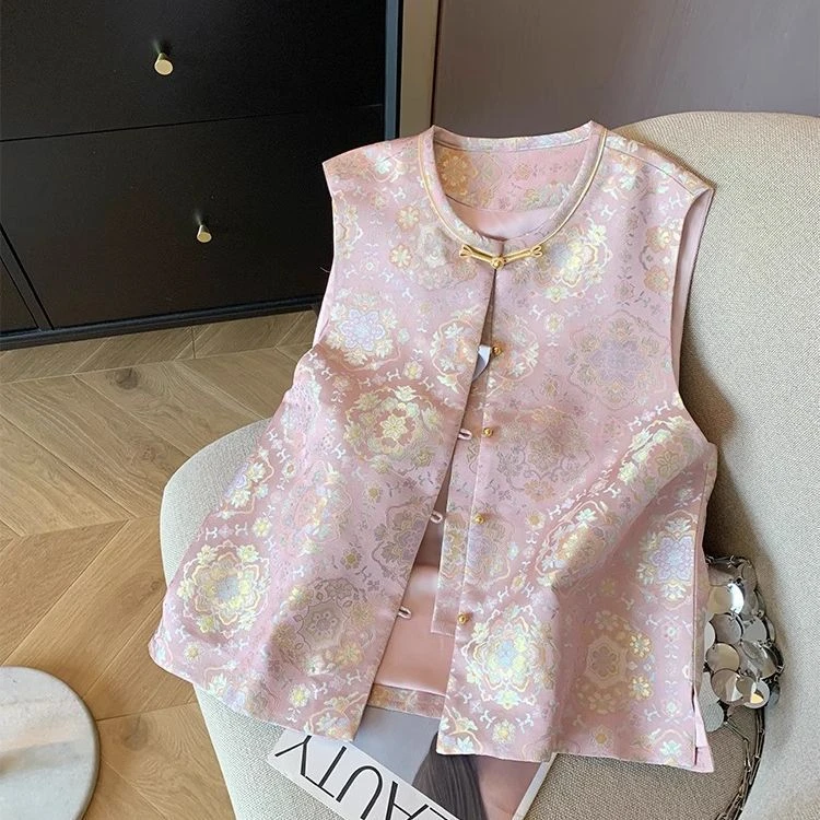 粉色新中式马甲女春夏新款高端气质国风减龄外穿背心女装小个子