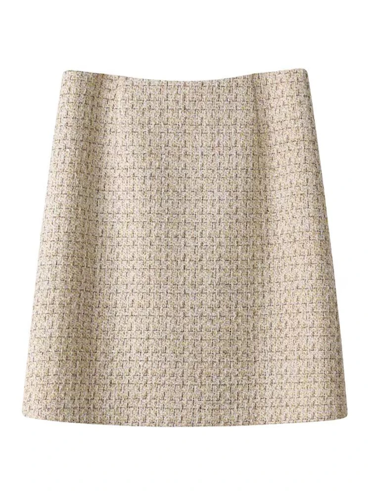 （01-70）法式小香风半身裙女秋冬新款毛呢包臀小个子百搭a字裙短裙