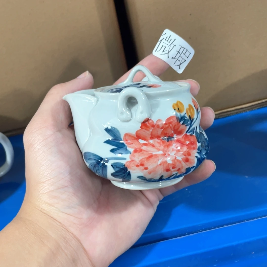 釉下手绘茶具微瑕