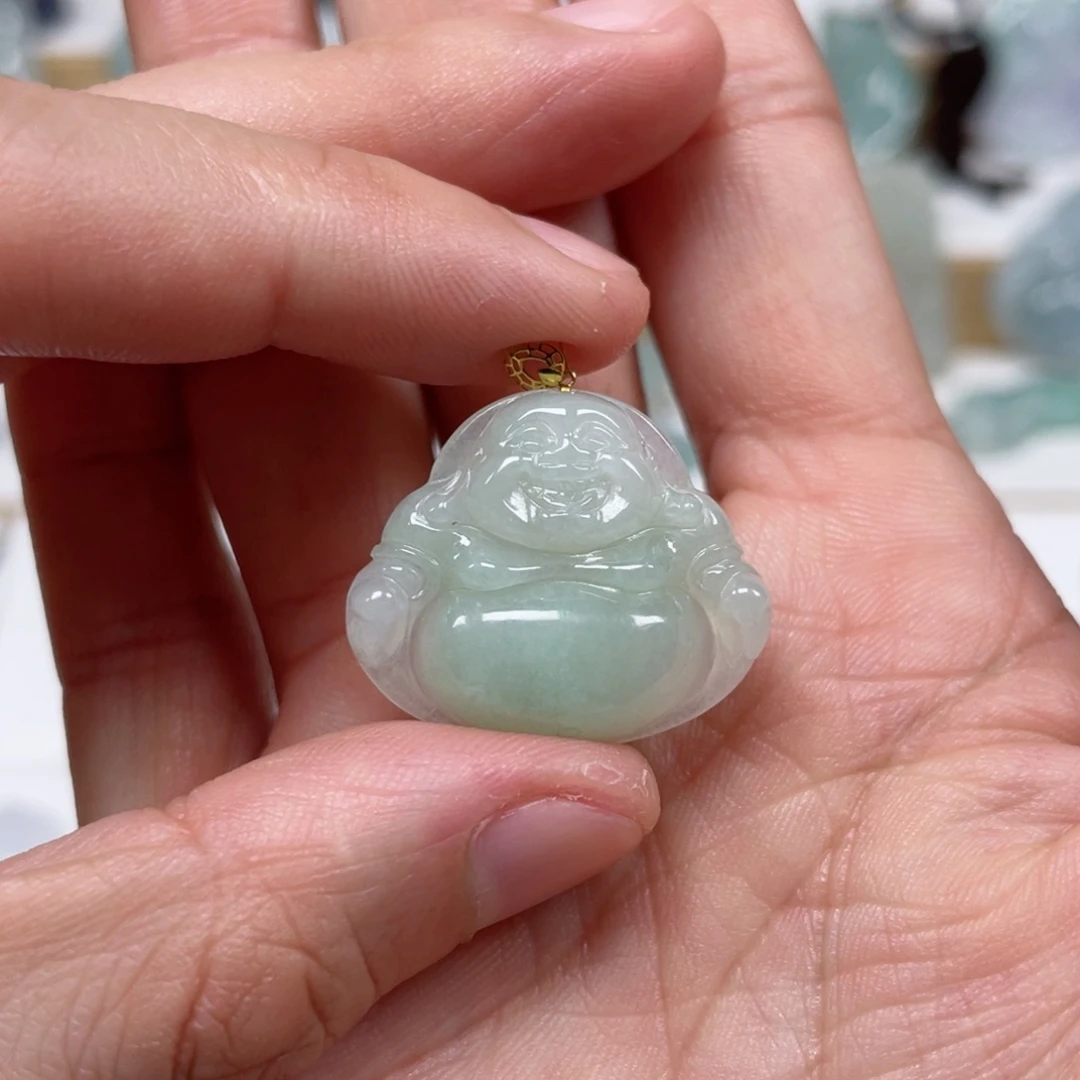 翡翠颈饰未镶嵌天然翡翠A货佛公G1