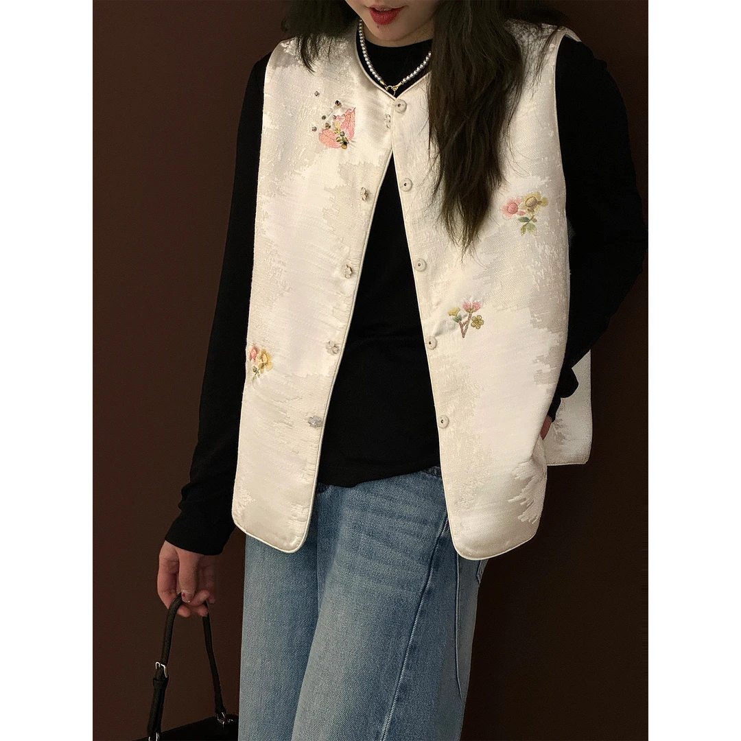 zhukele 手工绣花国风马甲  百搭中式外穿