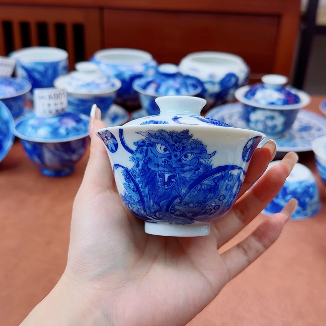 景德镇陶瓷手绘盖碗