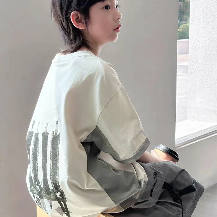 男童短袖白色T恤夏装2025新款儿童装夏季半袖潮t男孩夏款上衣