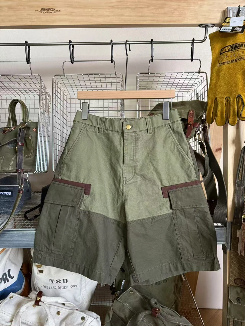 PANELED MILITARY SHORTS 撞色工装短裤-K49808